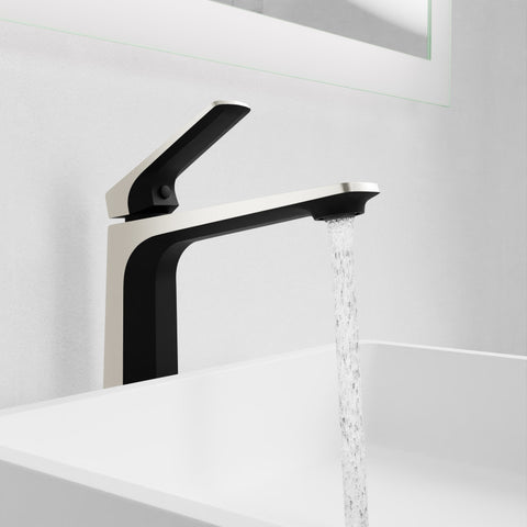 L-AZ904MB-BN - ANZZI Single Handle Single Hole Bathroom Vessel Sink Faucet With Pop-up Drain in Matte Black & Brushed Nickel