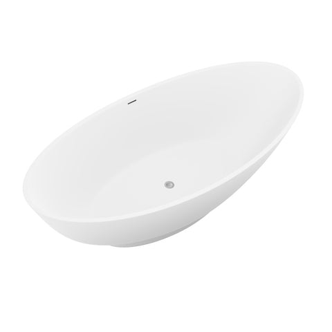 ANZZI Masoko 6.2 ft. Solid Surface Center Drain Freestanding Bathtub in Matte White