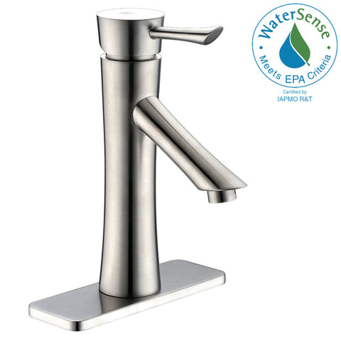 L-AZ082 - ANZZI Saga Series Single Hole Single-Handle Low-Arc Bathroom Faucet in Brushed Nickel