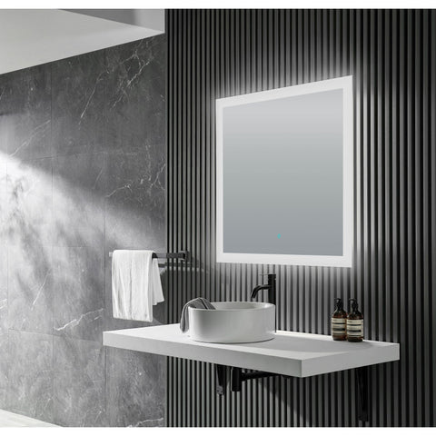 BA-LMDFX009AL - ANZZI Neptune 39 in. W x 32 in. H Frameless Rectangular LED Bathroom Mirror with Defogger in Silver