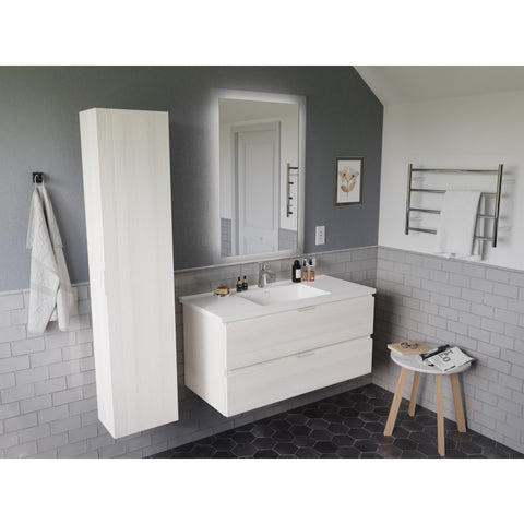 ANZZI 39 in. W x 20 in. H x 18 in. D Bath Vanity Set with Vanity Top in White with White Basin and Mirror