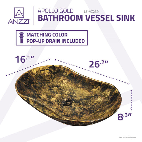 ANZZI Apollo Gold Ceramic Vessel Sink in Apollo Gold Finish