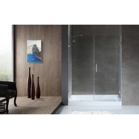 ANZZI Makata Series 60 in. by 72 in. Frameless Hinged Alcove Shower Door with Handle