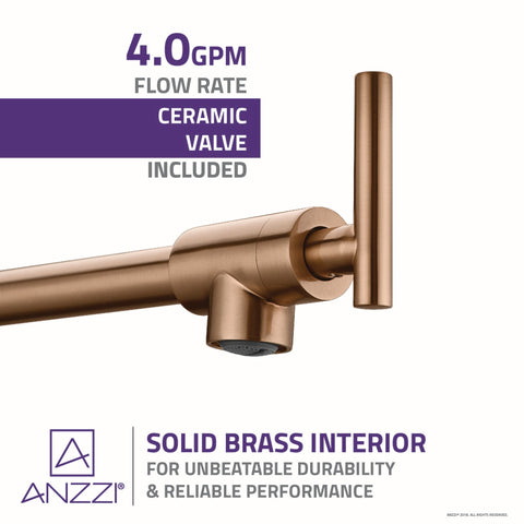 Braccia Series 24" Wall Mounted Pot Filler in Rose Gold