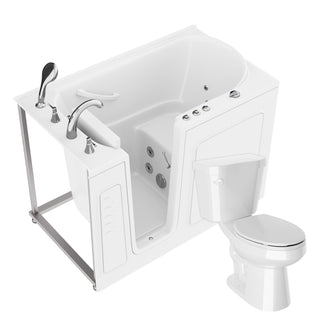 ANZZI 52 in. x 30 in. Left Drain Whirlpool Jetted Bathtub in White with Elongated Toilet and Soft Close Lid
