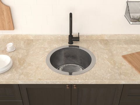 Rumelia Drop-in Handmade Copper 17 in. 0-Hole Single Bowl Kitchen Sink in Hammered Nickel
