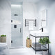 24 in. by 70 in. Frameless Hinged Shower Door in Matte Black with Handle