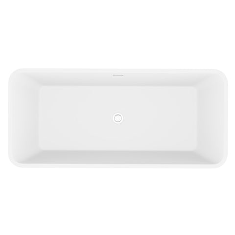 ANZZI Fomaia 4.9 ft. Man-Made Stone Center Drain Freestanding Bathtub in Matte White