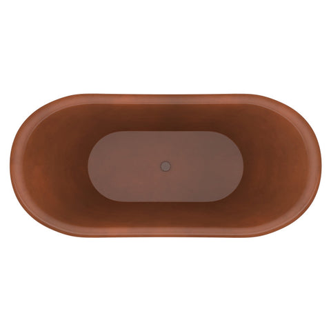 ANZZI Theodosius 68 in. Handmade Copper Double Slipper Flatbottom Non-Whirlpool Bathtub in Polished Antique Copper