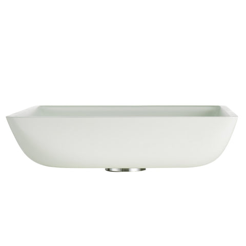 ANZZI Solstice Square Glass Vessel Bathroom Sink with White Finish