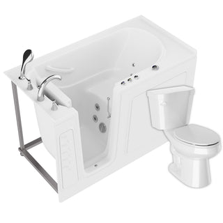 ANZZI 59 in. x 30 in. Left Drain Whirlpool Jetted Bathtub in White with Elongated Toilet and Soft Close Lid