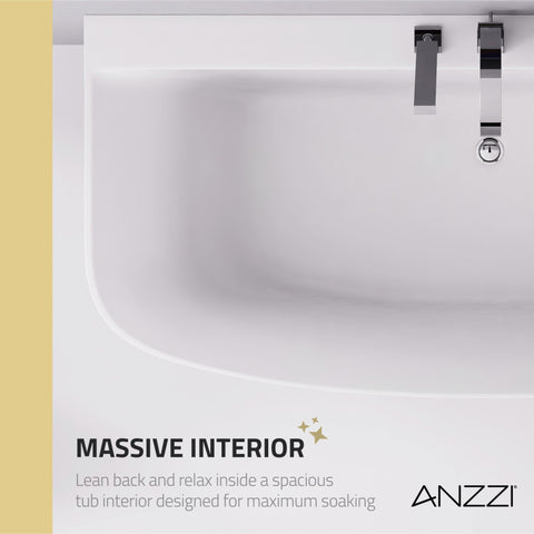 ANZZI Bank Series 5.41 ft. Freestanding Bathtub with Deck Mounted Faucet in White