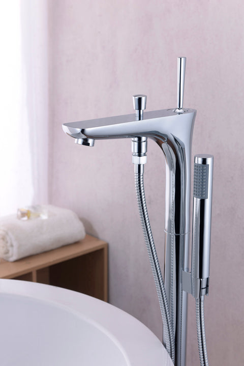 ANZZI Kase Series 1-Handle Freestanding Claw Foot Tub Faucet with Hand Shower