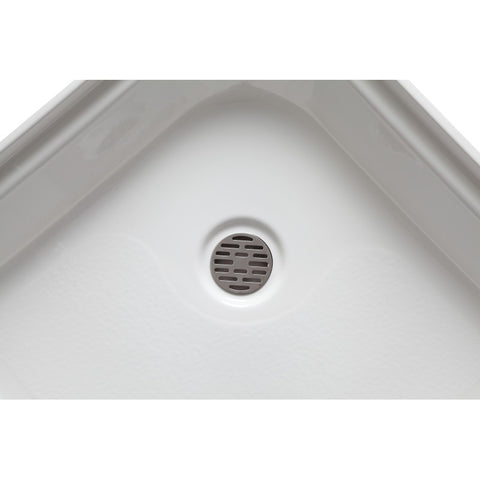 ANZZI Randi 32 in. L x 32 in. W Neo-Round Double Threshold Corner Shower Pan Base with Center Drain in White