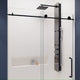 48 in. by 76 in. Frameless Sliding Shower Door in Matte Black with Handle