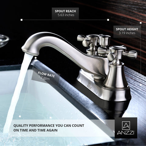 ANZZI Major Series 4 in. Centerset 2-Handle Mid-Arc Bathroom Faucet