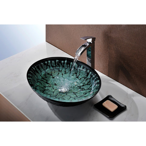 ANZZI Patuvendi Series Deco-Glass Vessel Sink in Lustrous Black