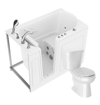 ANZZI 52 in. x 30 in. Left Drain Whirlpool Jetted Bathtub in White with Rounded Toilet and Soft Close Lid
