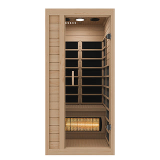 SC-SS0013-GS - SteamSpa Lucia 1- Person Indoor Hemlock Wooden Carbon FAR Infrared Home Sauna Room with LED Touch Control Panel and Heater