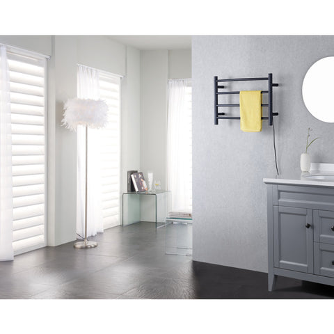 TW-AZ018MBK - ANZZI Glow 4-Bar Stainless Steel Wall Mounted Towel Warmer in Matte Black