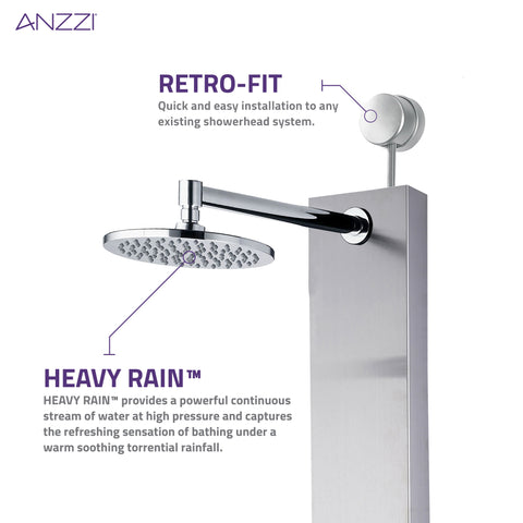 Beverly Series 43 in. 3-Jetted Shower Tower with Heavy Rain Shower and Body Jets and Spray Wand in Brushed Nickel
