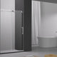 Mountain 48 in Reversible Frameless Sliding Deco-Glass Shower Door with Soft-Close System and Brushed Nickel Finish