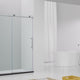 Mountain 48 in Reversible Frameless Sliding Deco-Glass Shower Door with Soft-Close System and Brushed Nickel Finish