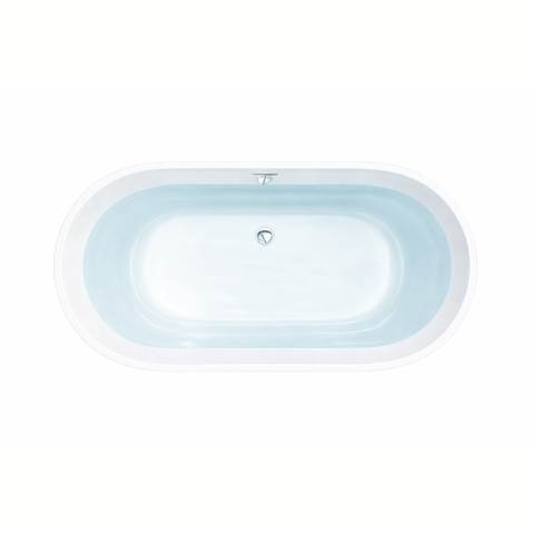 ANZZI Mone Series 67" L Freestanding Soaker Tub with Elegant Contemporary Design, Durable Acrylic Construction, and Built-in Overflow, Glossy White