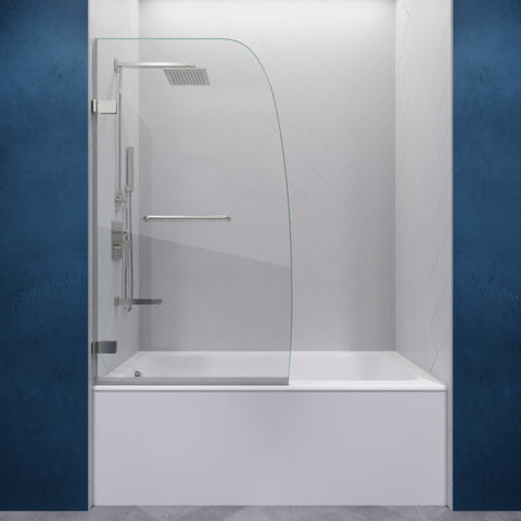 SD-AZ8074-01BN - ANZZI Vensea Series 31.5 in. by 56 in. Frameless Hinged Tub Door in Brushed Nickel