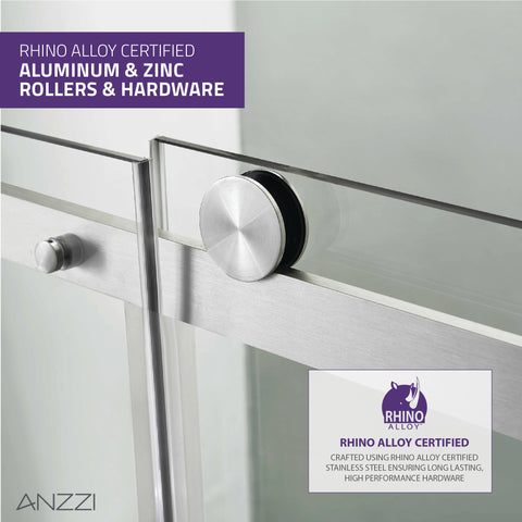 60 in. x 76 in. Frameless Sliding Shower Door with Handle in Brushed Nickel