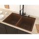 SK-029 - ANZZI Elen Drop-in Handmade Copper 33 in. 4-Hole 50/50 Double Bowl Kitchen Sink in Hammered Antique Copper