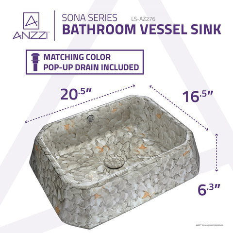 ANZZI Sona Series Ceramic Vessel Sink in Marbled Adobe