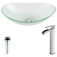 LSAZ086-097B - ANZZI Forza Series Deco-Glass Vessel Sink in Lustrous Frosted with Key Faucet in Brushed Nickel