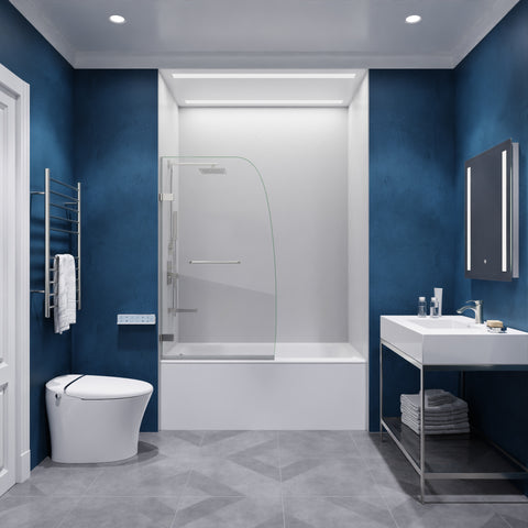 ANZZI Grand Series 31.5 in. by 56 in. Frameless Hinged Tub Door