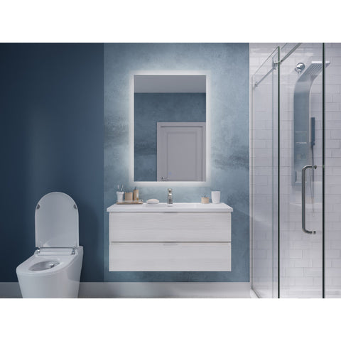 VT-MR3CT39-WH - ANZZI 39 in W x 20 in H x 18 in D Bath Vanity in Rich White with Cultured Marble Vanity Top in White with White Basin & Mirror