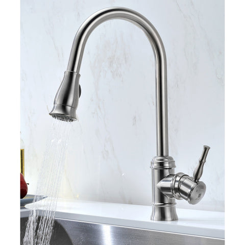 ANZZI Elysian Farmhouse 33 in. Double Bowl Kitchen Sink with Sails Faucet in Brushed Nickel