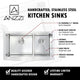 ANZZI Elysian Farmhouse 36 in. Double Bowl Kitchen Sink with Locke Faucet in Brushed Nickel