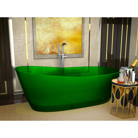 FT-AZ521-GR - ANZZI Ember 5.4 ft. Solid Surface Center Drain Freestanding Bathtub in Emerald Green