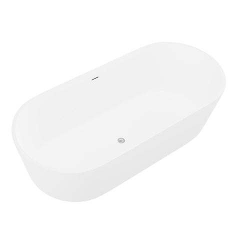 ANZZI Badi 5.9 ft. Solid Surface Center Drain Freestanding Bathtub in Matte White