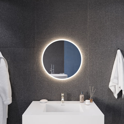 ANZZI 24-in. Diam. LED Front/Back Lighting Bathroom Mirror with Defogger