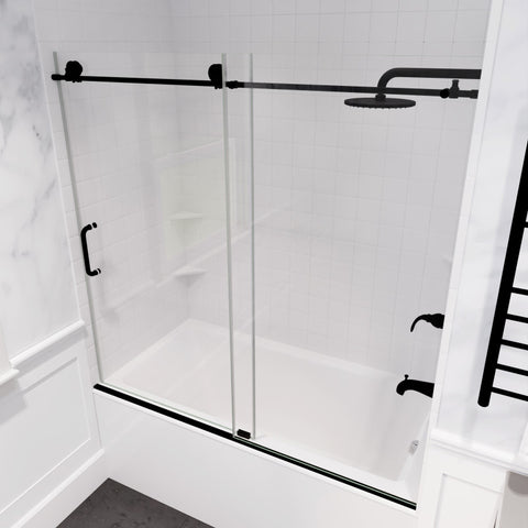 SD-AZ17-01MB-R - ANZZI 60 in. x 62 in. Frameless Sliding Tub Door in Matte Black