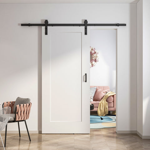 ID-AZBD09 - ANZZI ANZZI 1 Patio Wood Finish Barn Doors - Durable, Sleek Design, Easy Installation - White Barn Door with Hardware Kit Included - Perfect for Indoor & Outdoor Use - White (36x84’’)