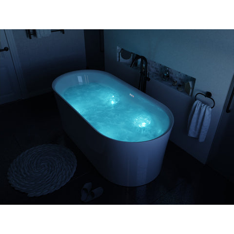 FT-AZ067 - ANZZI Jericho Series 67 in. x 32 in. Flat Bottom Acrylic Freestanding Air Jetted Bathtub with Center Drain in Glossy White