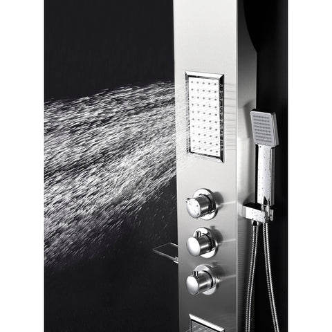 ANZZI Mesmer 58 in. Full Body Shower Panel with Heavy Rain Shower and Spray Wand in Brushed Steel