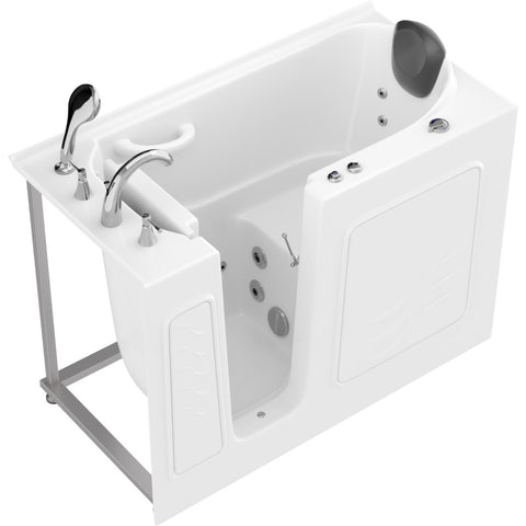 ANZZI 53 - 60 in. x 26 in. Left Drain Whirlpool Jetted Walk-in Tub in White