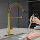 Ola Hands Free Touchless 1-Handle Pull-Down Sprayer Kitchen Faucet with Motion Sense and Fan Sprayer in Brushed Gold