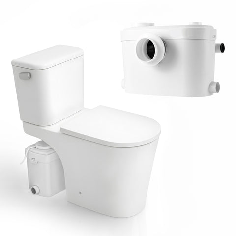 ANZZI Nesso 1.28 GPF Upflush Macerating Toilet System, Comfort Height, Soft-Close Lid, Powerful 0.8 HP Pump (26 ft Vertical / 197 ft Horizontal), Multi-Fixture Capacity, White