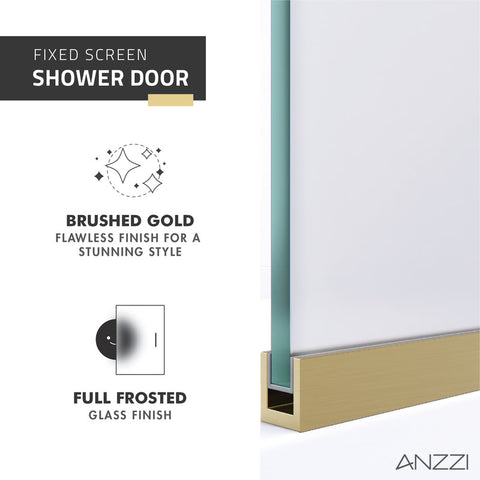 ANZZI Veil Series 74 in. by 34 in. Frameless Glass Shower Screen Shower Door