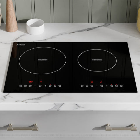Aurora Series 14 in. 2 Elements Glass Top Induction Cooktop in Black with 1800W, Auto-Off, and Child Safety Lock