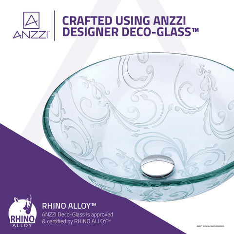 ANZZI Kolokiki Series Vessel Sink with Pop-Up Drain in Crystal Clear Floral